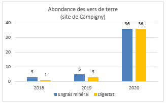 Abondance des vers de terre sur le site de Campigny