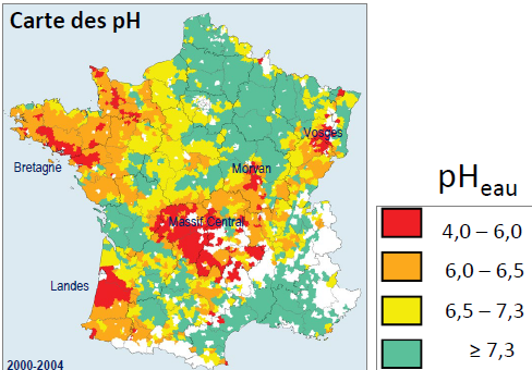 Carte des pH des sols en France