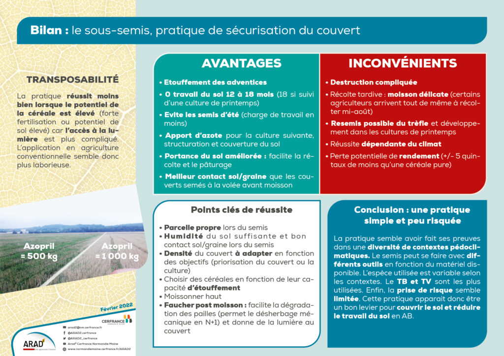 Bilan : le sous-semis, pratique de sécurisation du couvert