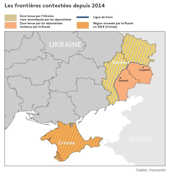 Les frontières contestées depuis 2014