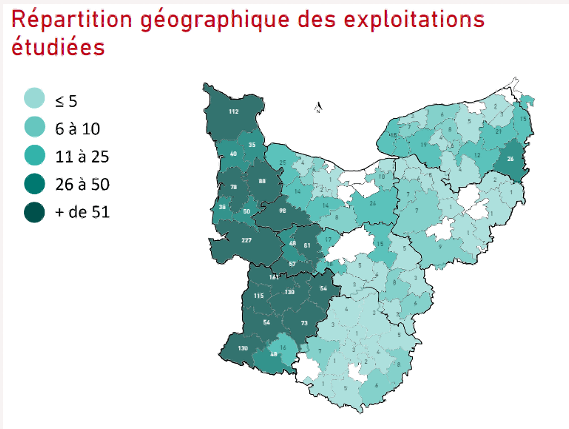 Répartition géographique des exploitations étudiées