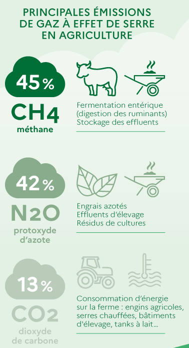 Principales émissions de gaz à effet de serre en agriculture