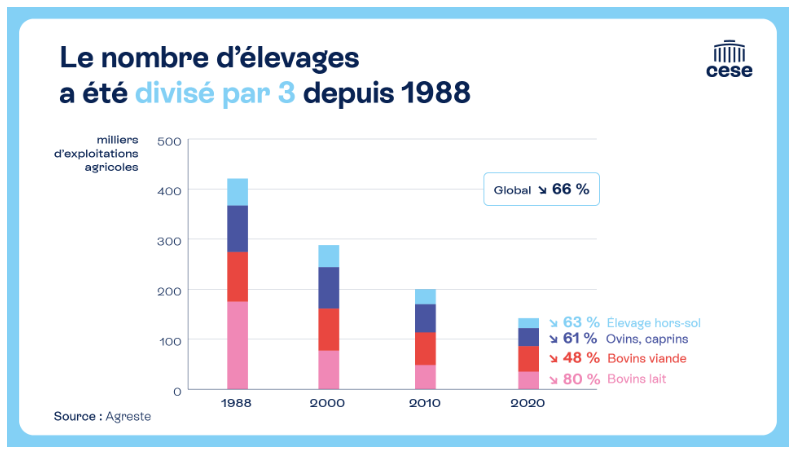 Le nombre d’élevages a été divisé par trois depuis 1988