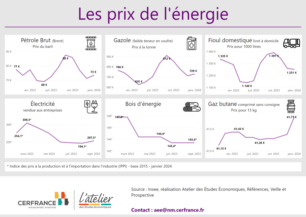 Infographie des prix de l'énergie en janvier 2024